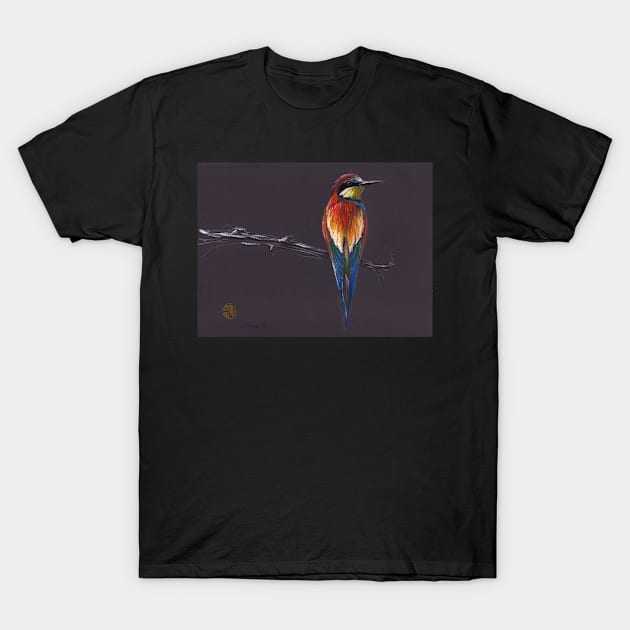 "The European"  original mixed media painting of a European Bee-eater bird T-Shirt by tranquilwaters